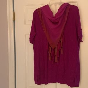 Eileen Fisher magenta tunic top with matching scarf, size large